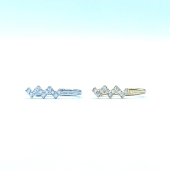 CZ ZigZag 24 KT Gold Plated Nose Cuff Fake Nose Rings No Piercing Jewelry - Picture 5 of 5